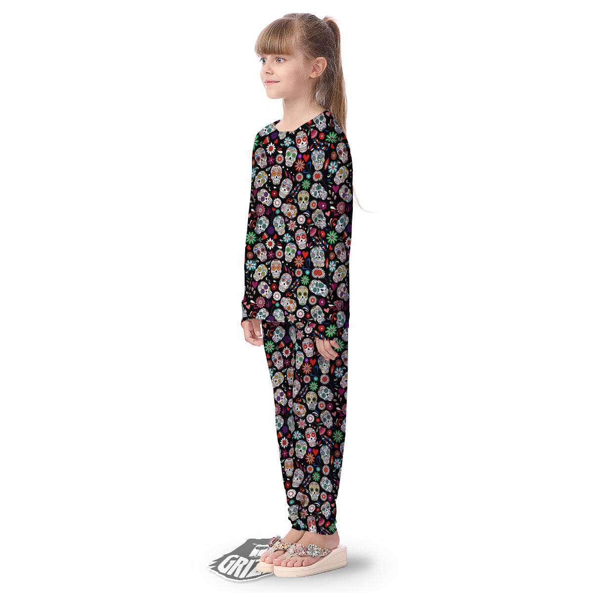 Skeleton Day Of The Dead Print Pattern Kid's Pajamas-grizzshop