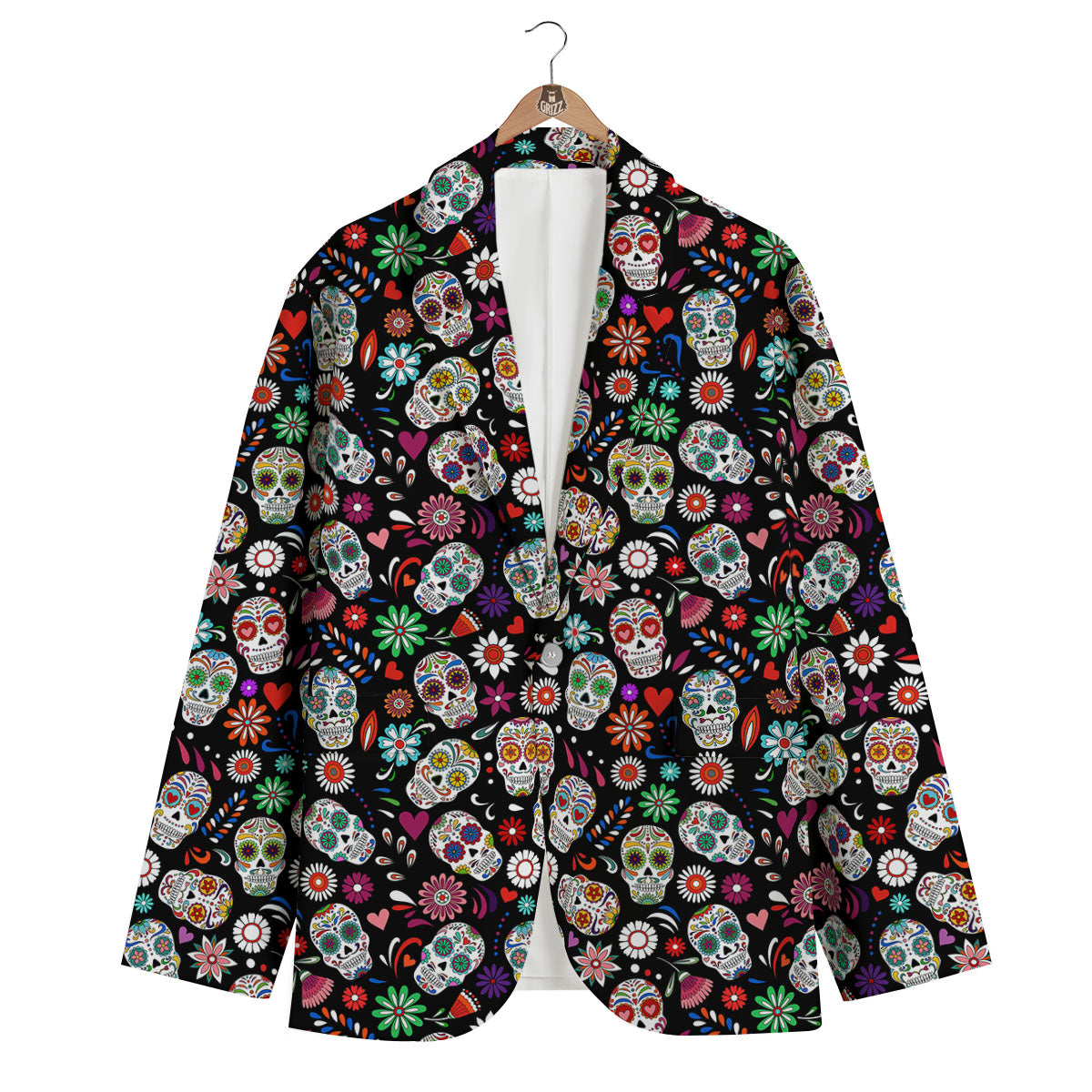 Skeleton Day Of The Dead Print Pattern Men's Blazer-grizzshop