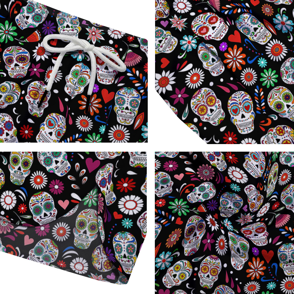 Skeleton Day Of The Dead Print Pattern Men's Running Shorts-grizzshop