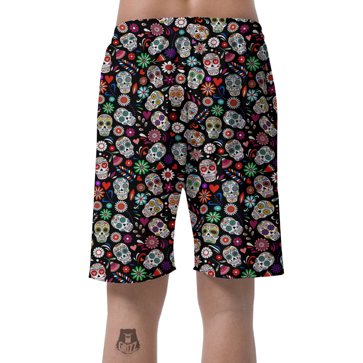 Skeleton Day Of The Dead Print Pattern Men's Shorts-grizzshop