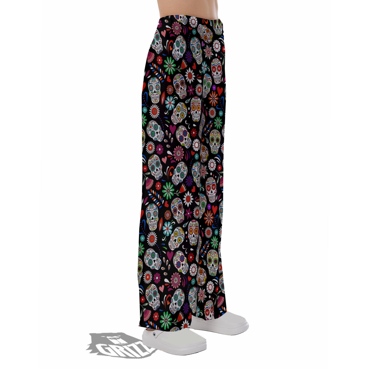 Skeleton Day Of The Dead Print Pattern Pajama Pants-grizzshop