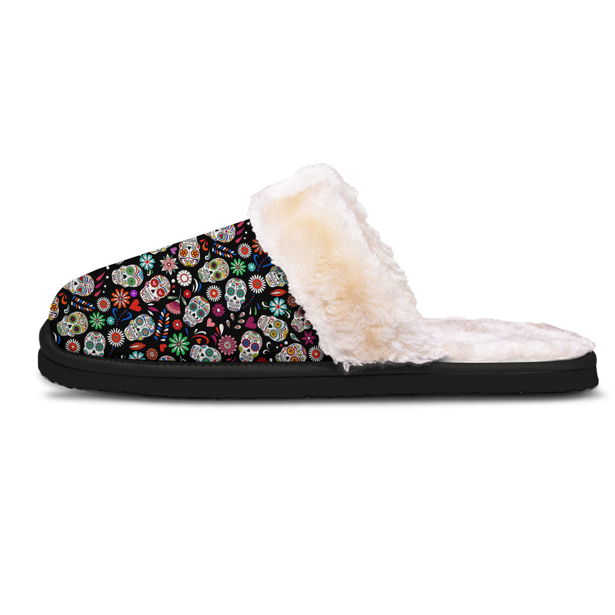 Skeleton Day Of The Dead Print Pattern Slippers-grizzshop