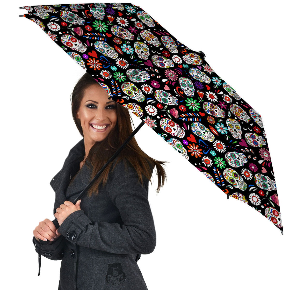 Skeleton Day Of The Dead Print Pattern Umbrella-grizzshop