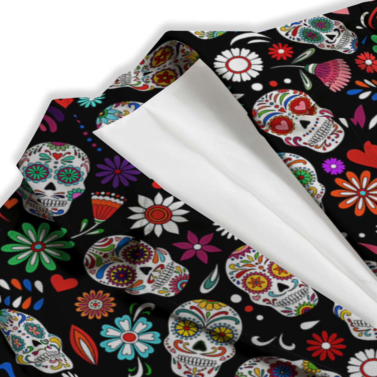 Skeleton Day Of The Dead Print Pattern Women's Blazer-grizzshop
