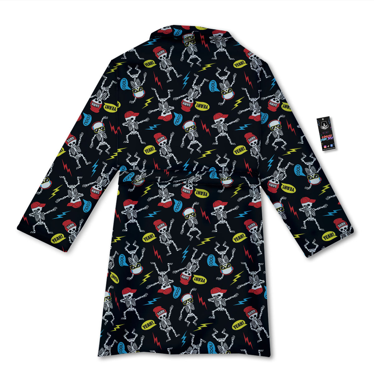 Skeleton Party Fun Print Pattern Bathrobe-grizzshop