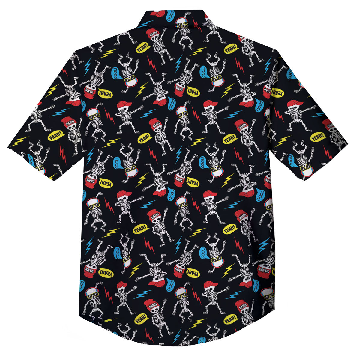 Skeleton Party Fun Print Pattern Button Up Shirt-grizzshop