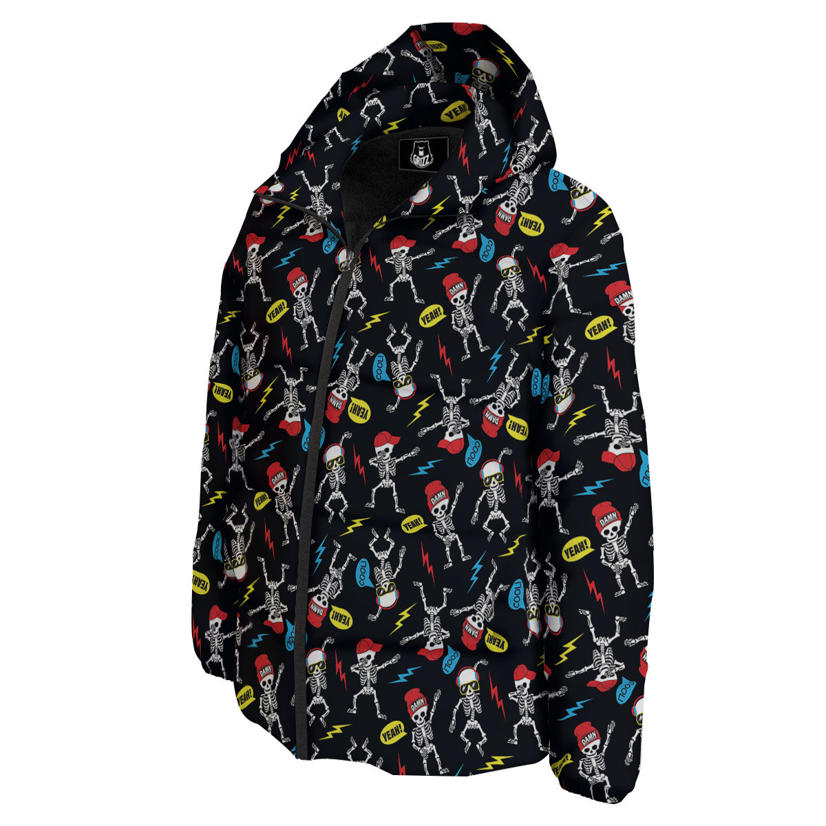 Skeleton Party Fun Print Pattern Down Jacket-grizzshop