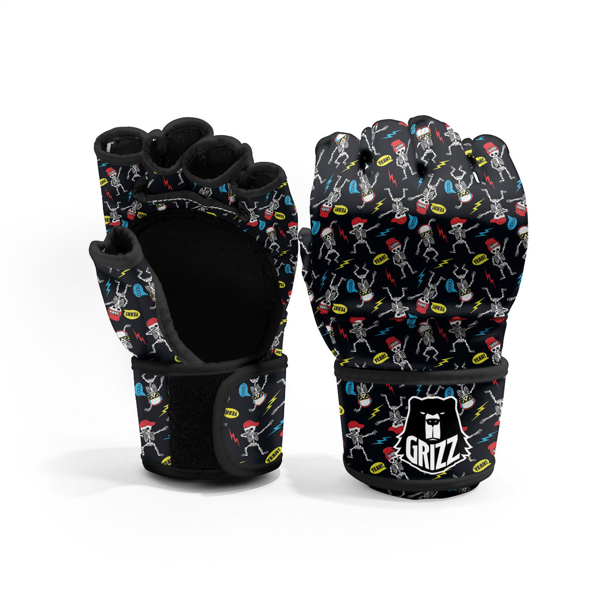 Skeleton Party Fun Print Pattern MMA Gloves-grizzshop