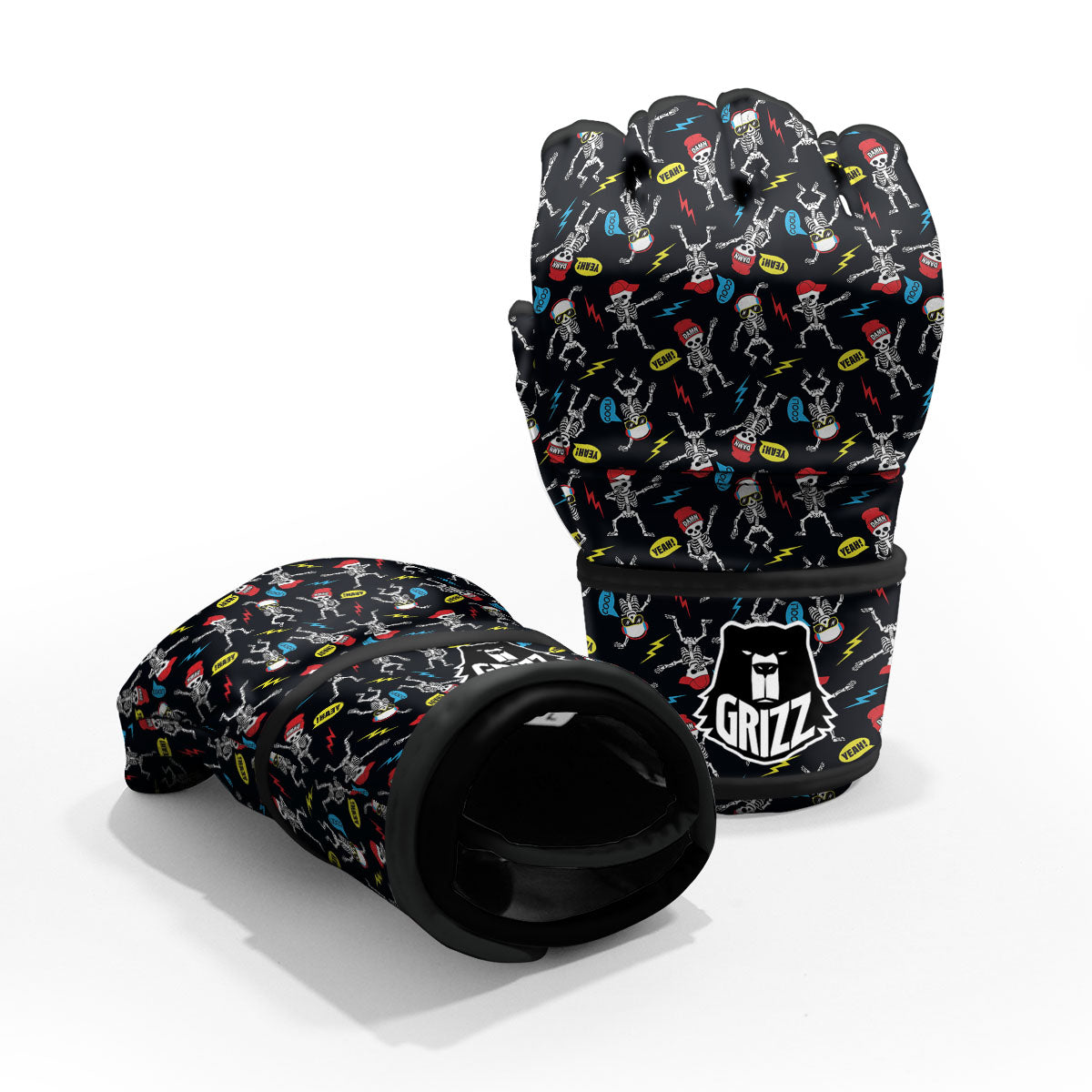 Skeleton Party Fun Print Pattern MMA Gloves-grizzshop
