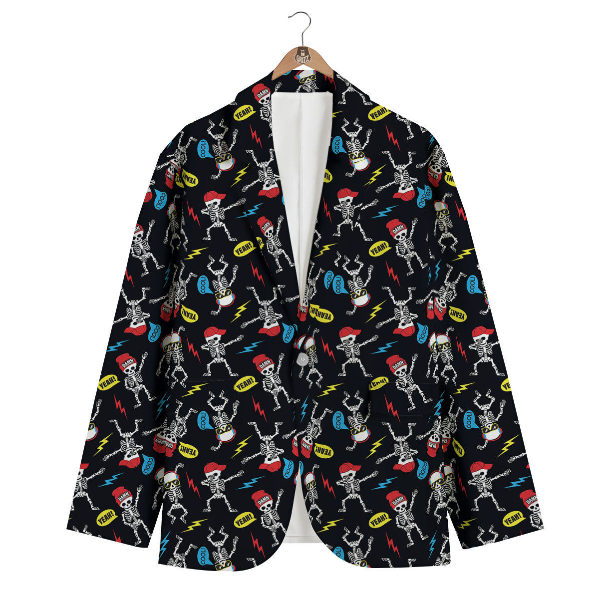 Skeleton Party Fun Print Pattern Men's Blazer-grizzshop