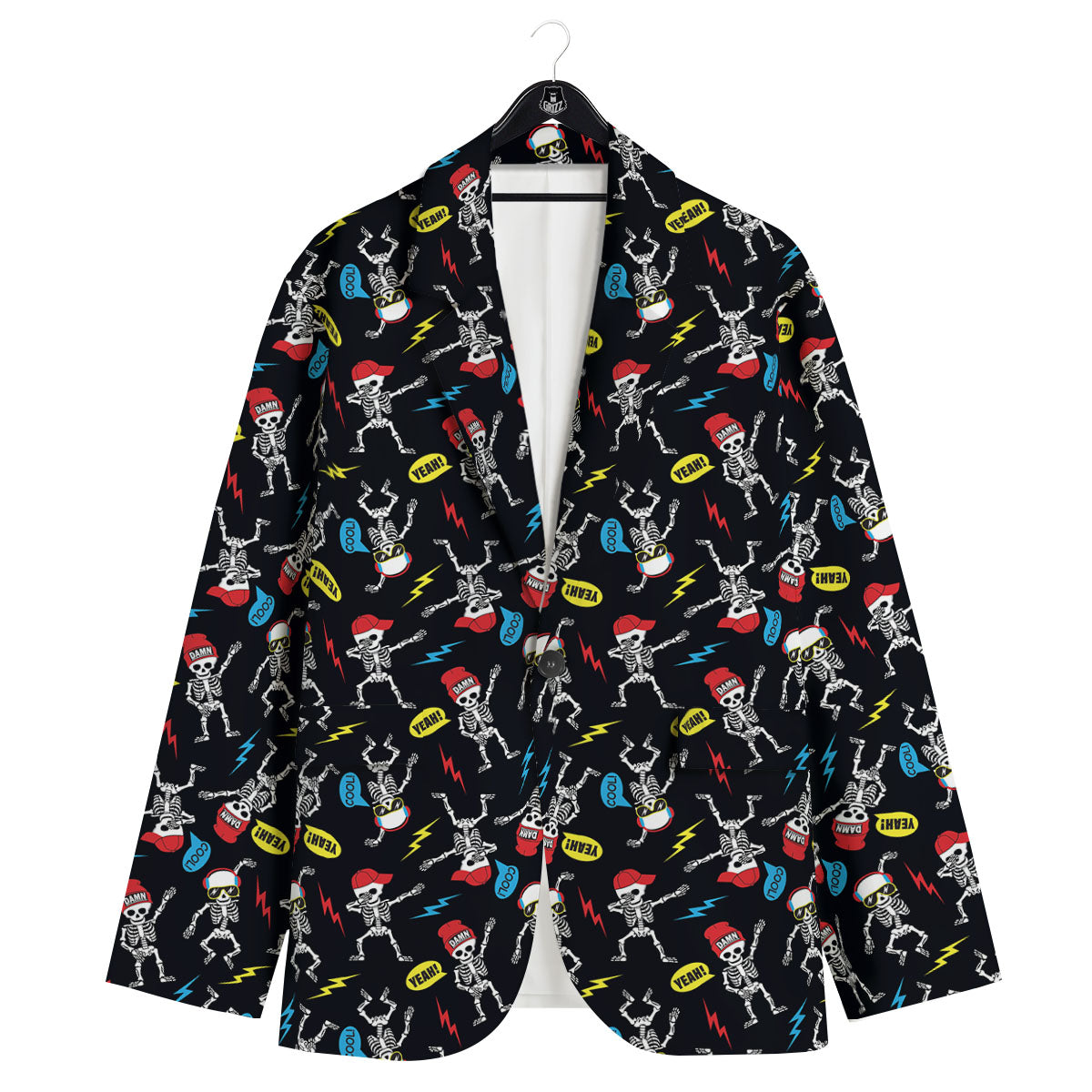 Skeleton Party Fun Print Pattern Men's Sport Coat-grizzshop