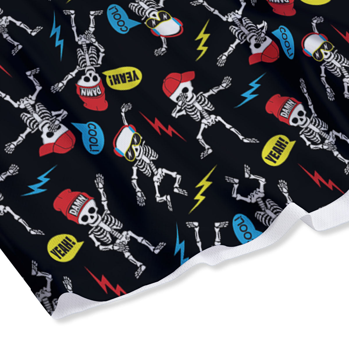 Skeleton Party Fun Print Pattern Mesh Shorts