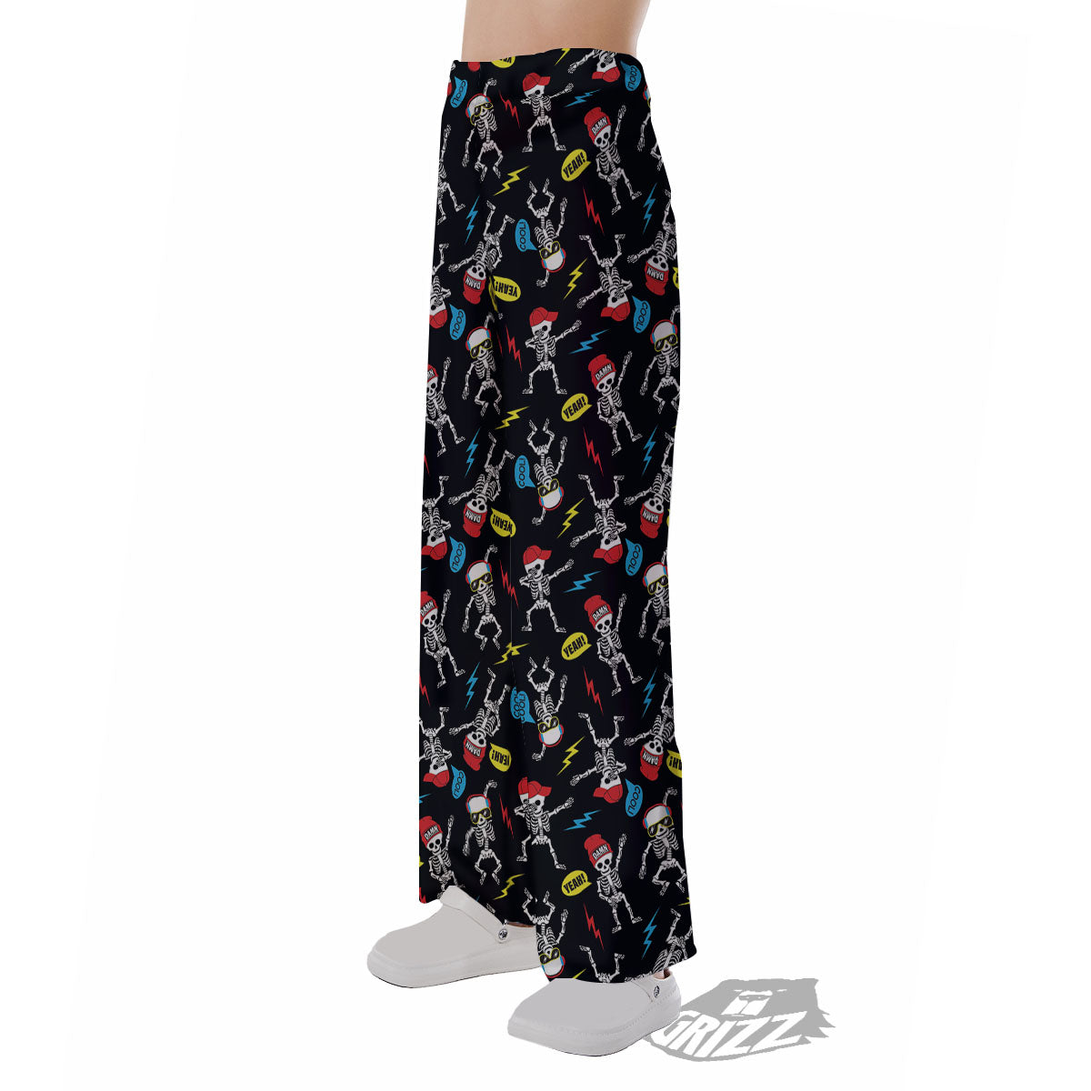 Skeleton Party Fun Print Pattern Pajama Pants-grizzshop