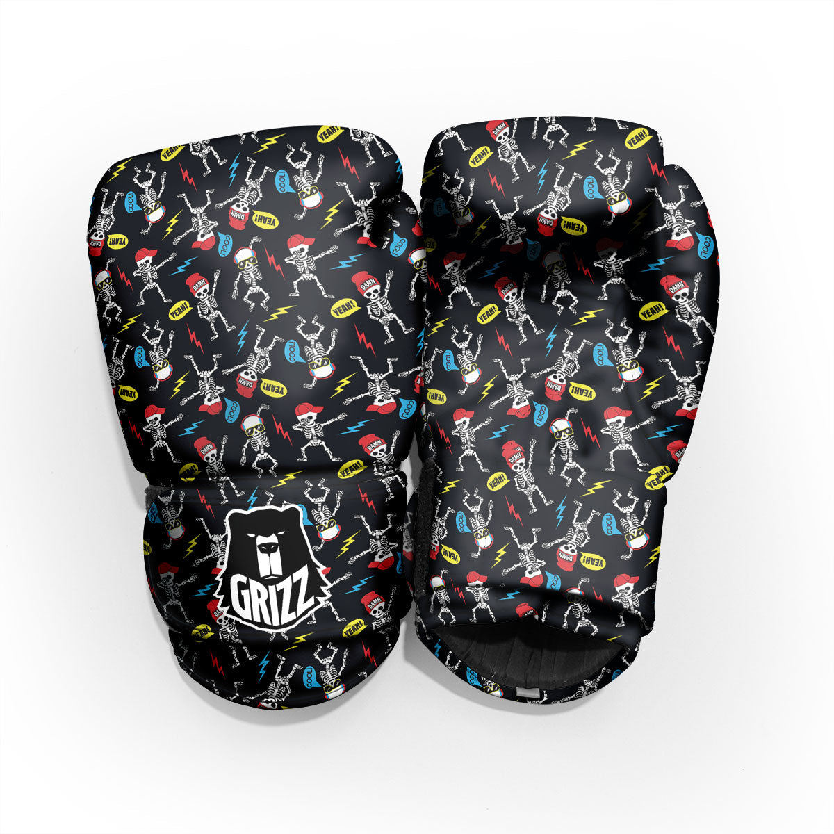 Skeleton Party Fun Print Pattern Pro Boxing Glove