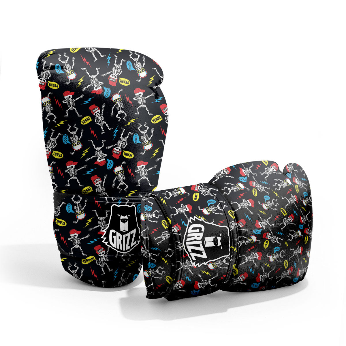 Skeleton Party Fun Print Pattern Pro Boxing Glove