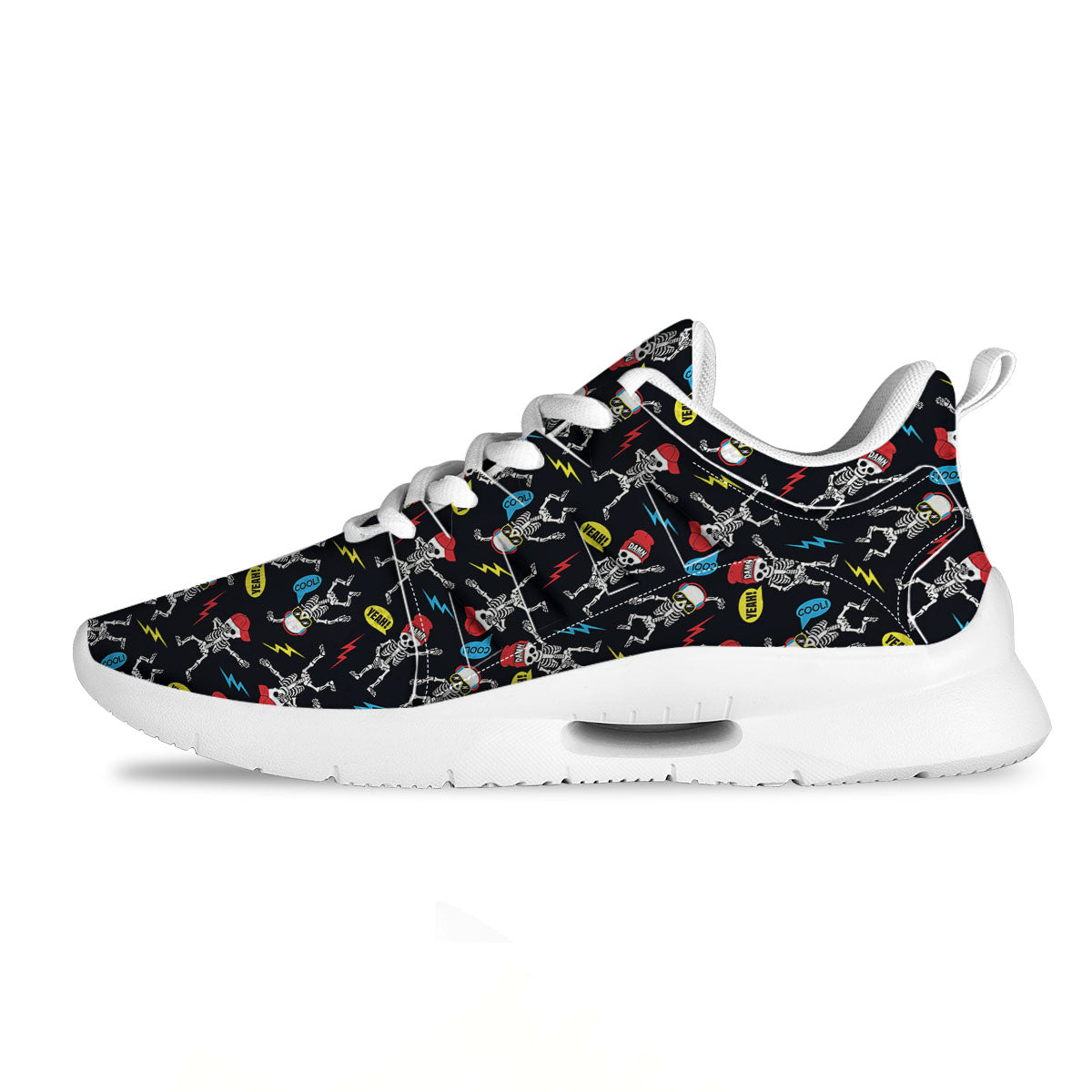 Skeleton Party Fun Print Pattern Tennis Shoes-grizzshop