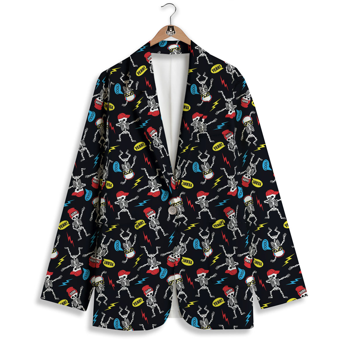 Skeleton Party Fun Print Pattern Women's Blazer-grizzshop