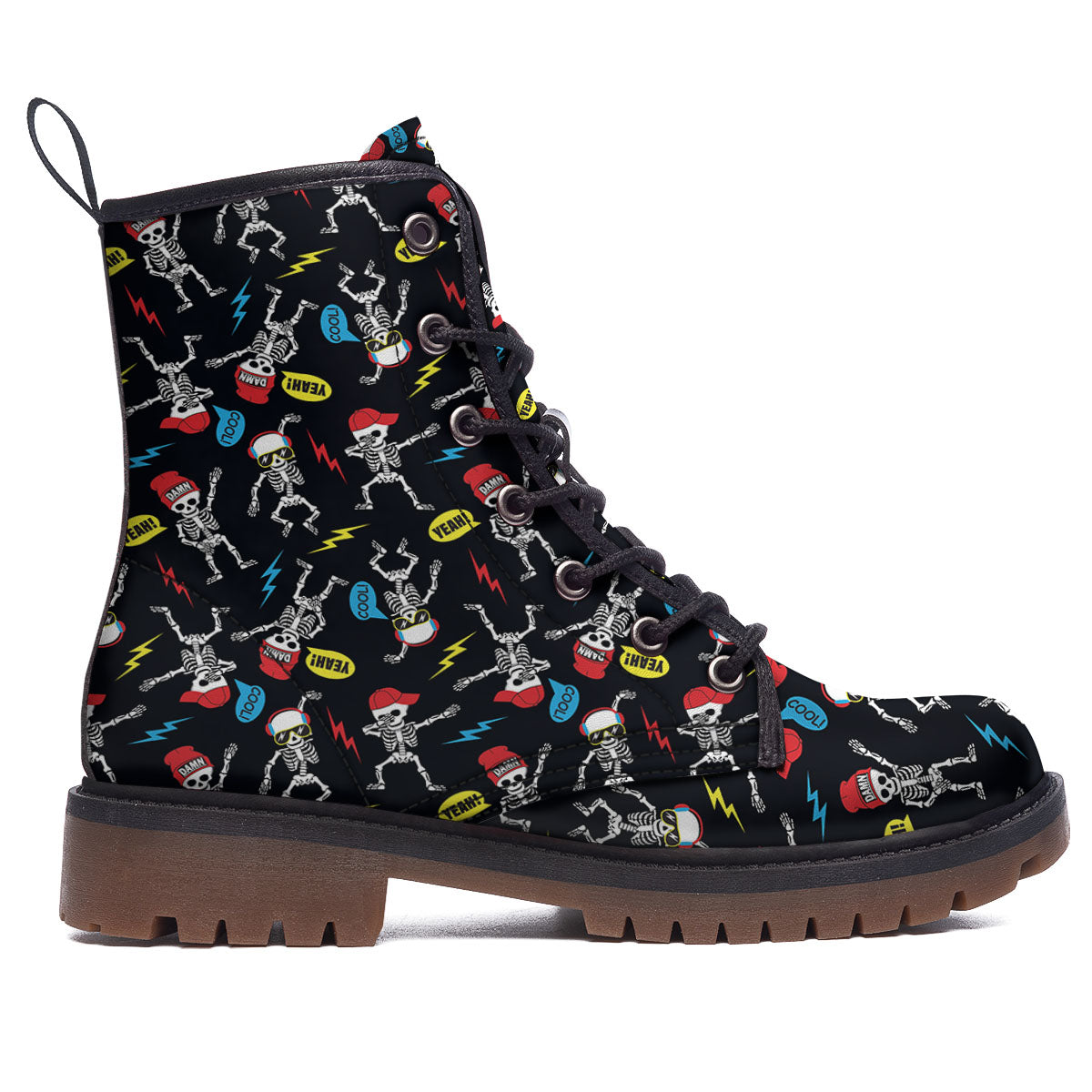 Skeleton Party Fun Print Pattern Work Boots-grizzshop