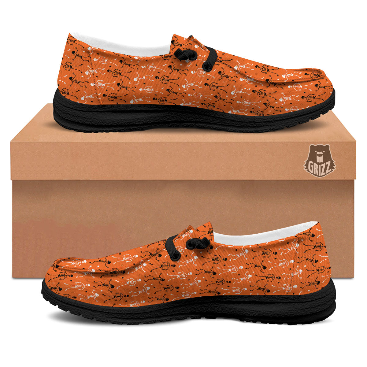 Skeleton Party Halloween Print Pattern Black Loafers-grizzshop