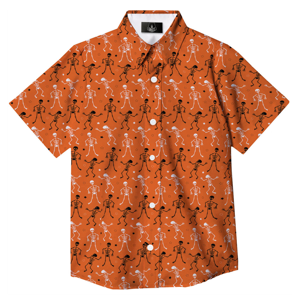 Skeleton Party Halloween Print Pattern Button Up Shirt-grizzshop
