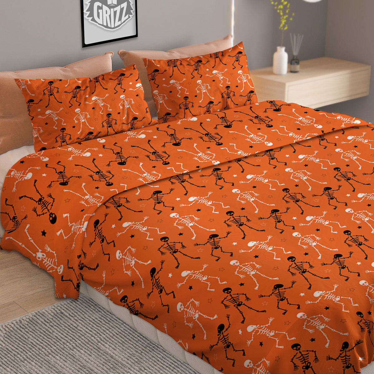 Skeleton Party Halloween Print Pattern Duvet Cover Bedding Set