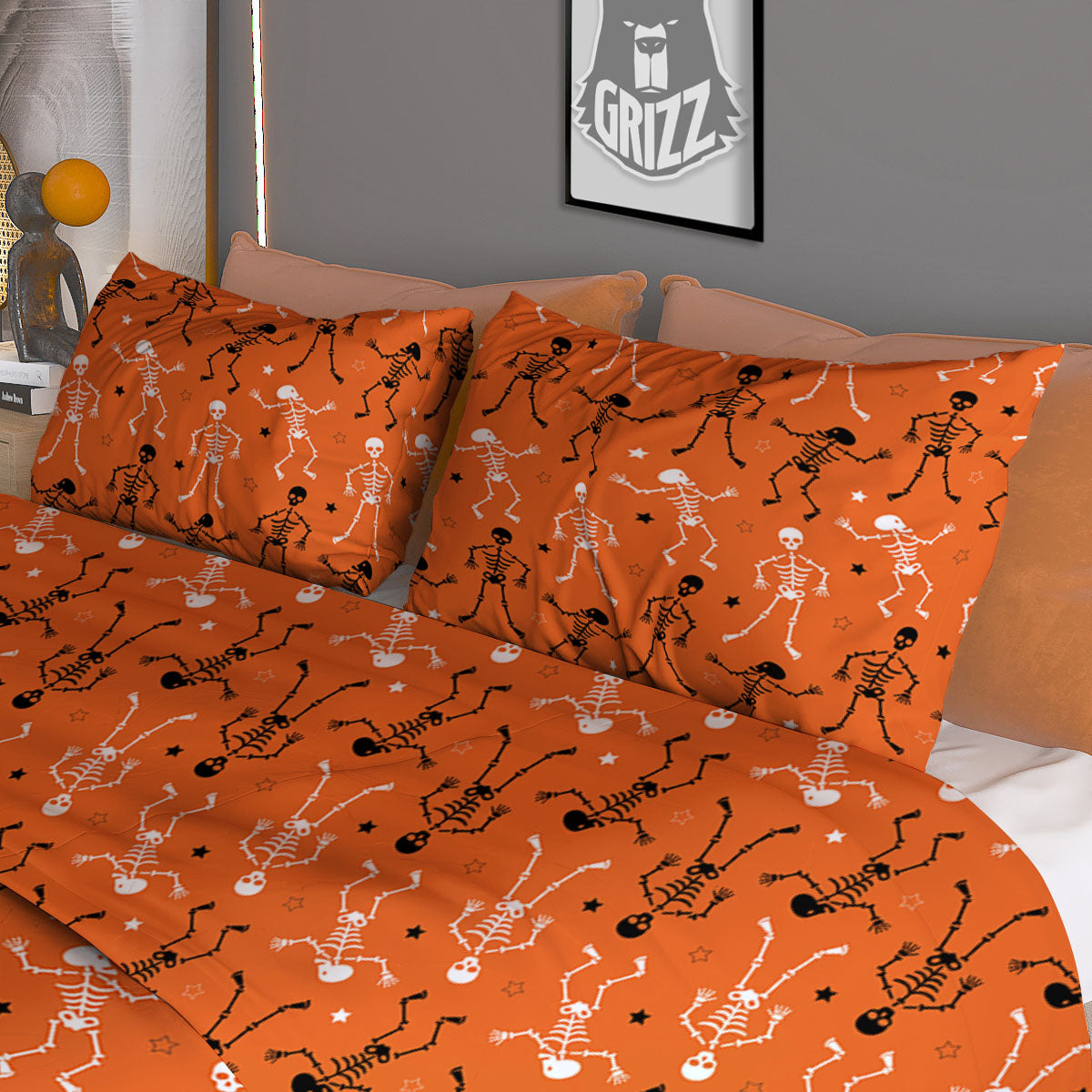 Skeleton Party Halloween Print Pattern Duvet Cover Bedding Set