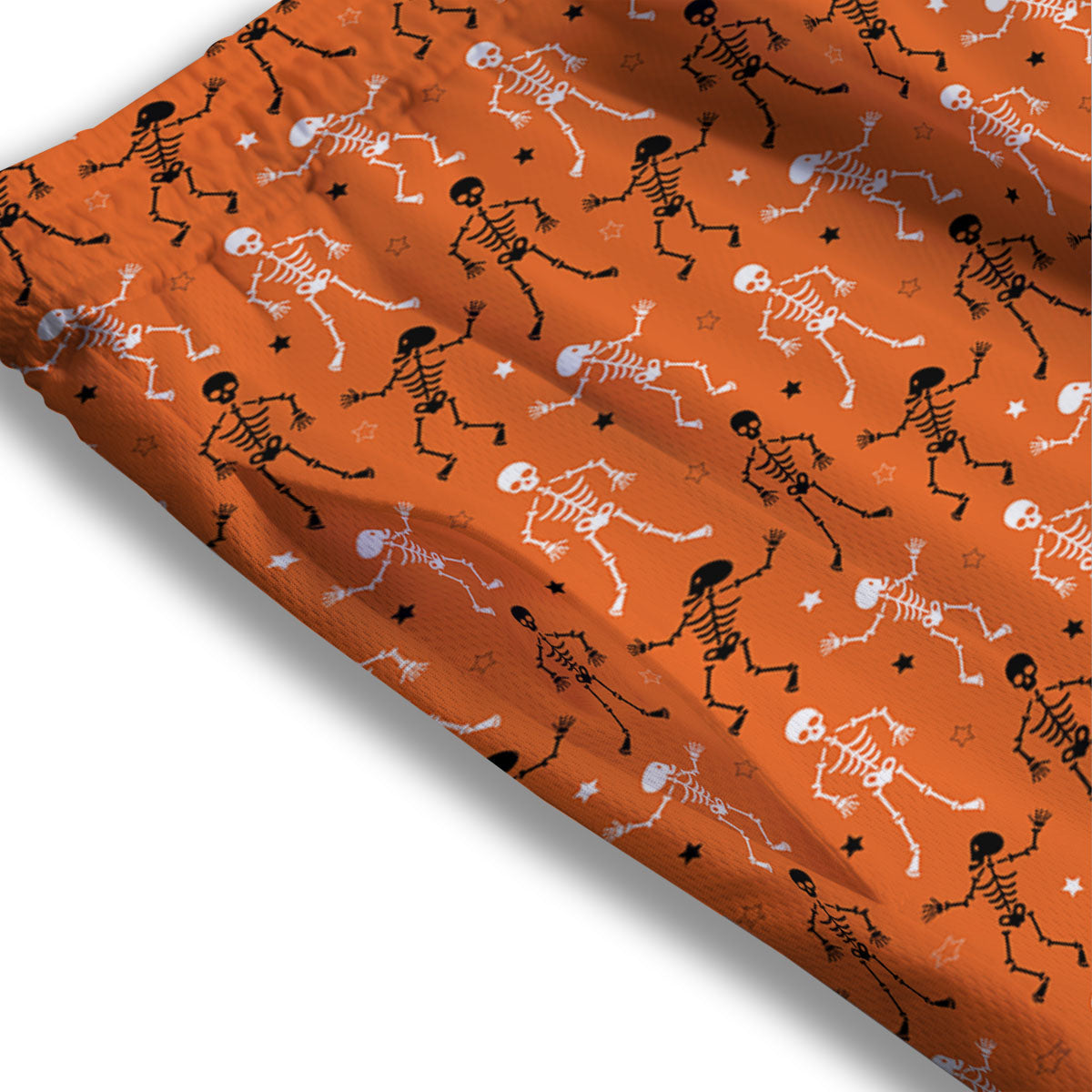 Skeleton Party Halloween Print Pattern Mesh Shorts