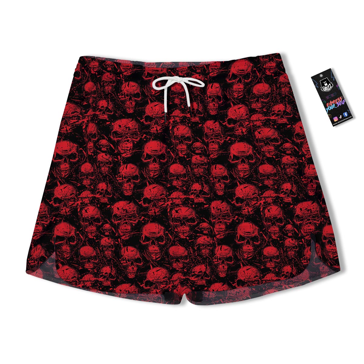 Skeleton Scary Print Pattern Men's Running Shorts-grizzshop