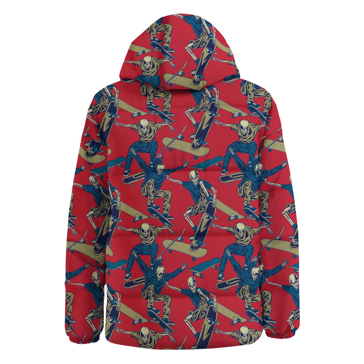 Skeleton Skateboarding Print Pattern Down Jacket-grizzshop