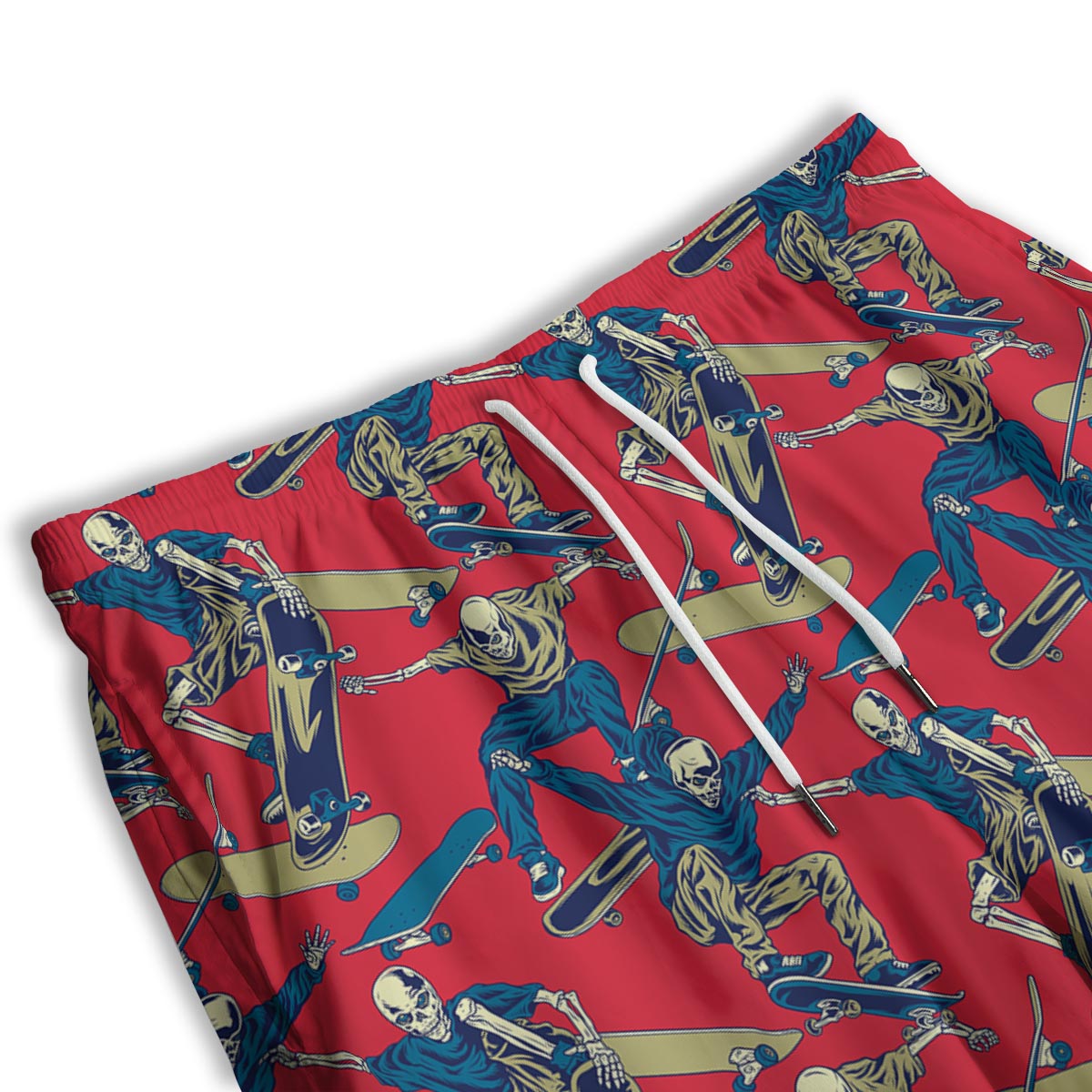 Skeleton Skateboarding Print Pattern Men's Athletic Shorts