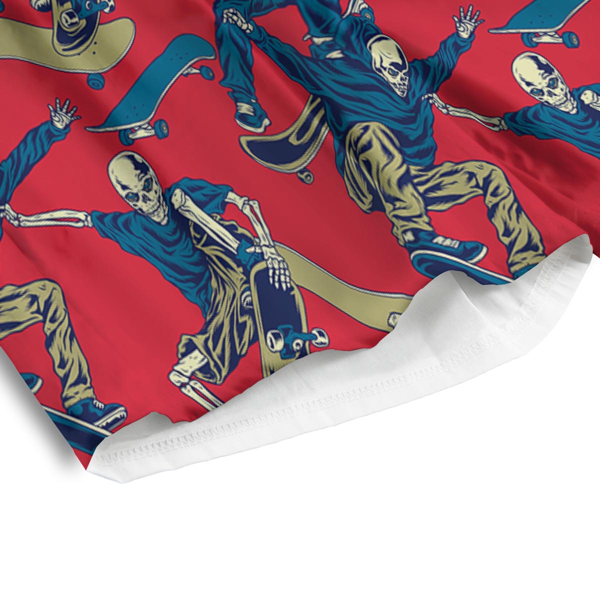 Skeleton Skateboarding Print Pattern Men's Athletic Shorts