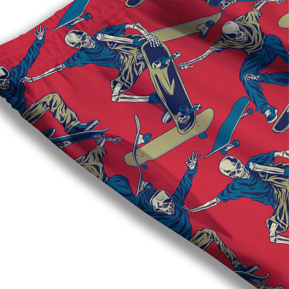 Skeleton Skateboarding Print Pattern Mesh Shorts