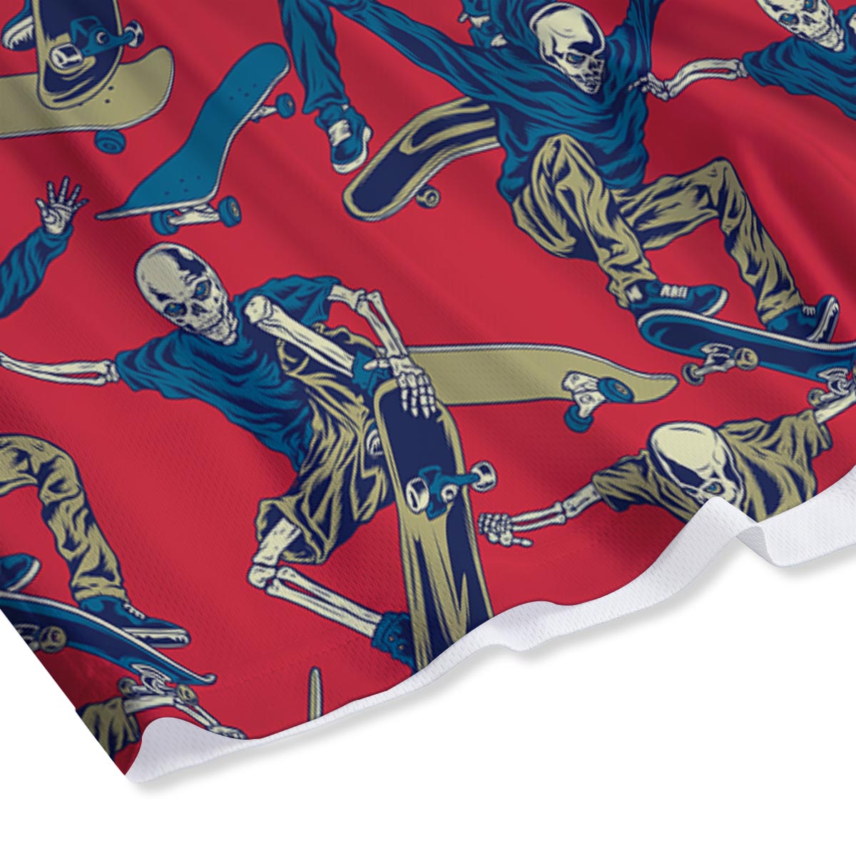 Skeleton Skateboarding Print Pattern Mesh Shorts