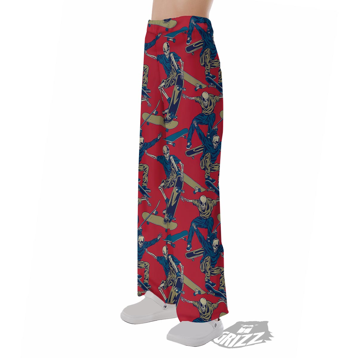 Skeleton Skateboarding Print Pattern Pajama Pants-grizzshop