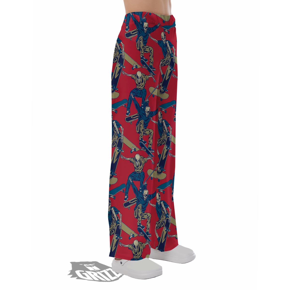 Skeleton Skateboarding Print Pattern Pajama Pants-grizzshop