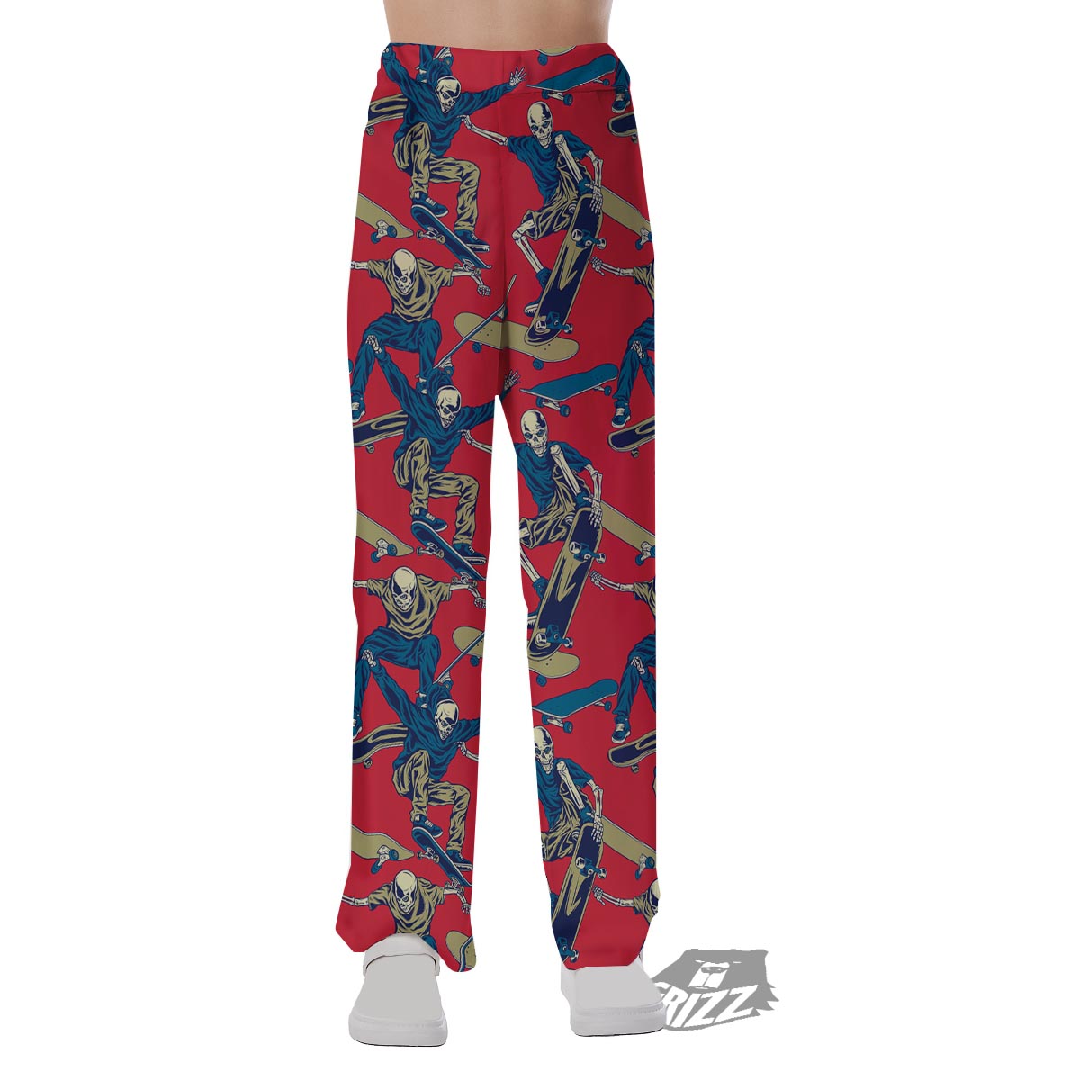Skeleton Skateboarding Print Pattern Pajama Pants-grizzshop