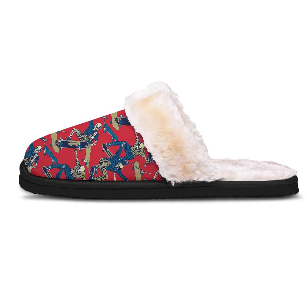 Skeleton Skateboarding Print Pattern Slippers-grizzshop