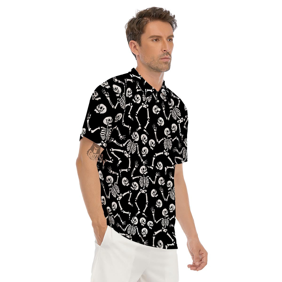Skeleton Dancing Halloween Men's Golf Shirts-grizzshop
