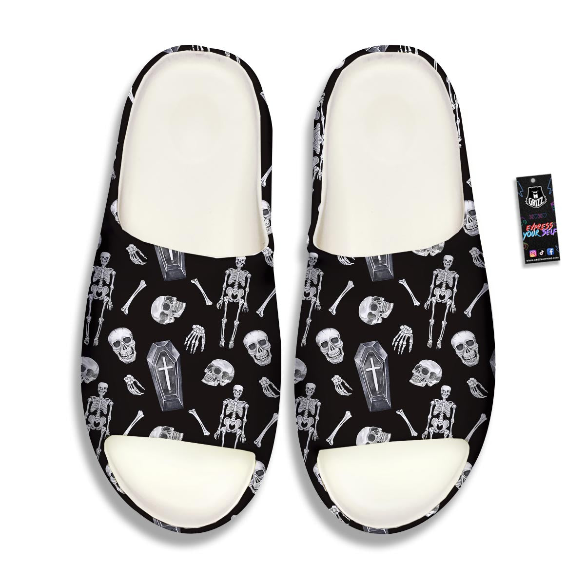 Skeleton And Tomb Print Pattern Sandals-grizzshop