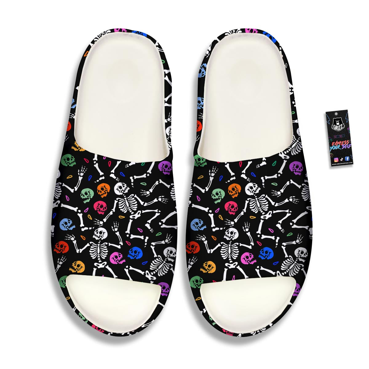 Skeleton Dancing Trippy Print Pattern Sandals-grizzshop