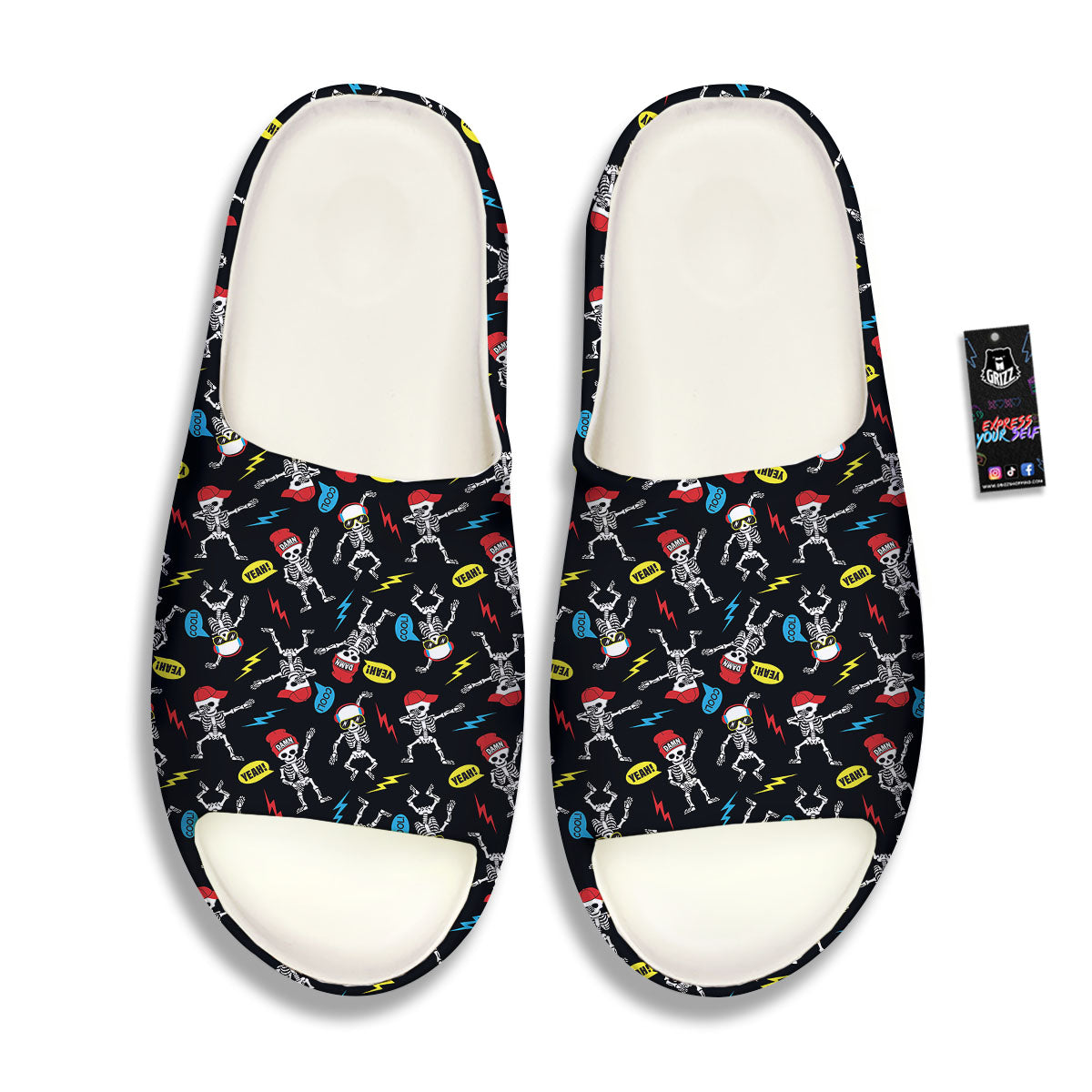 Skeleton Party Fun Print Pattern Sandals-grizzshop