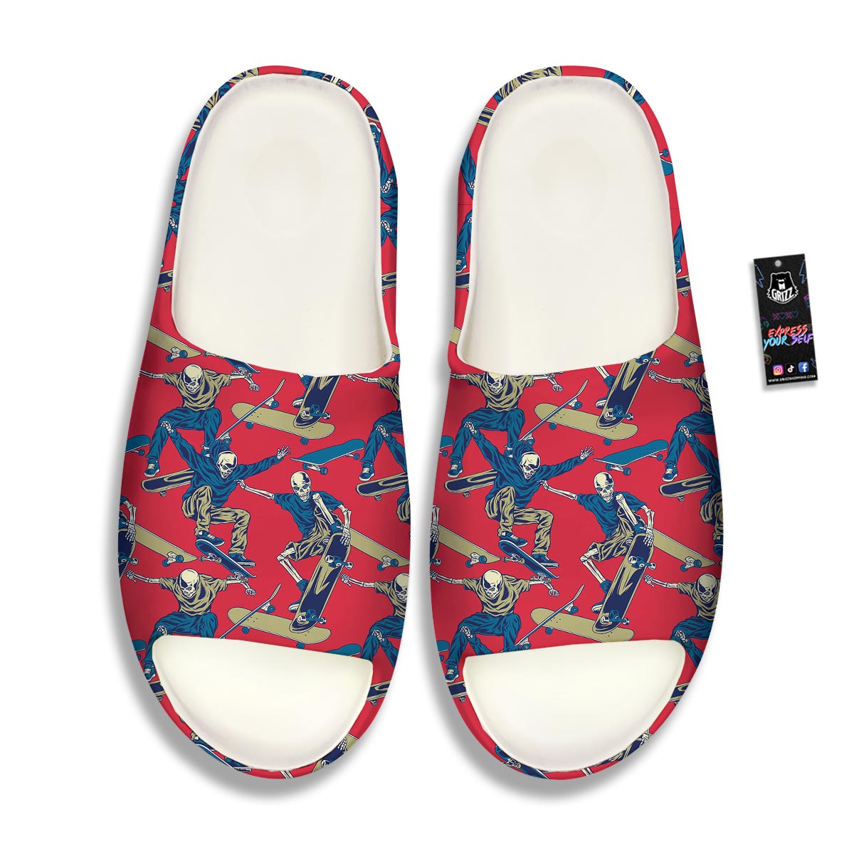 Skeleton Skateboarding Print Pattern Sandals-grizzshop