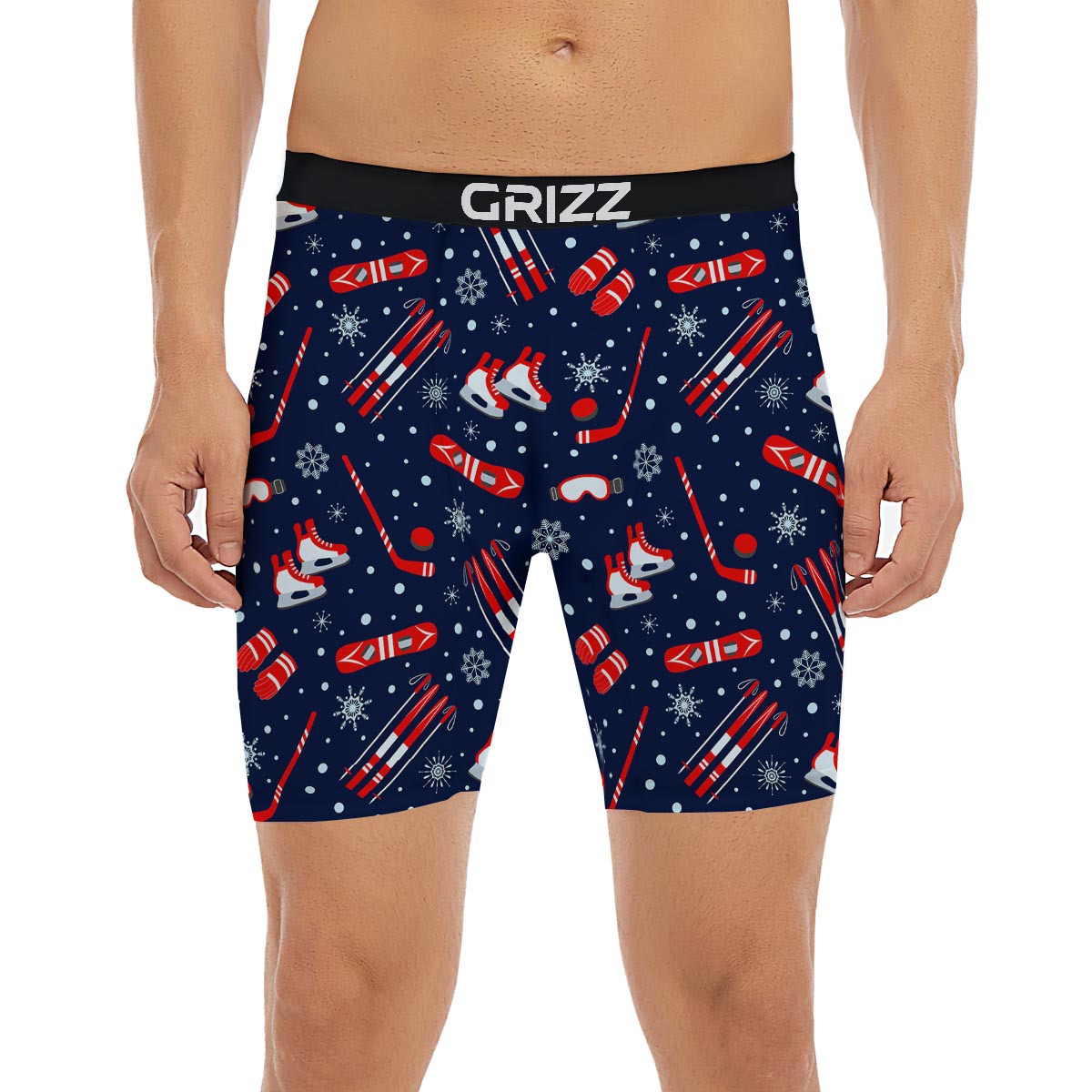 Skiing Equipment Print Pattern Boxer Briefs-grizzshop