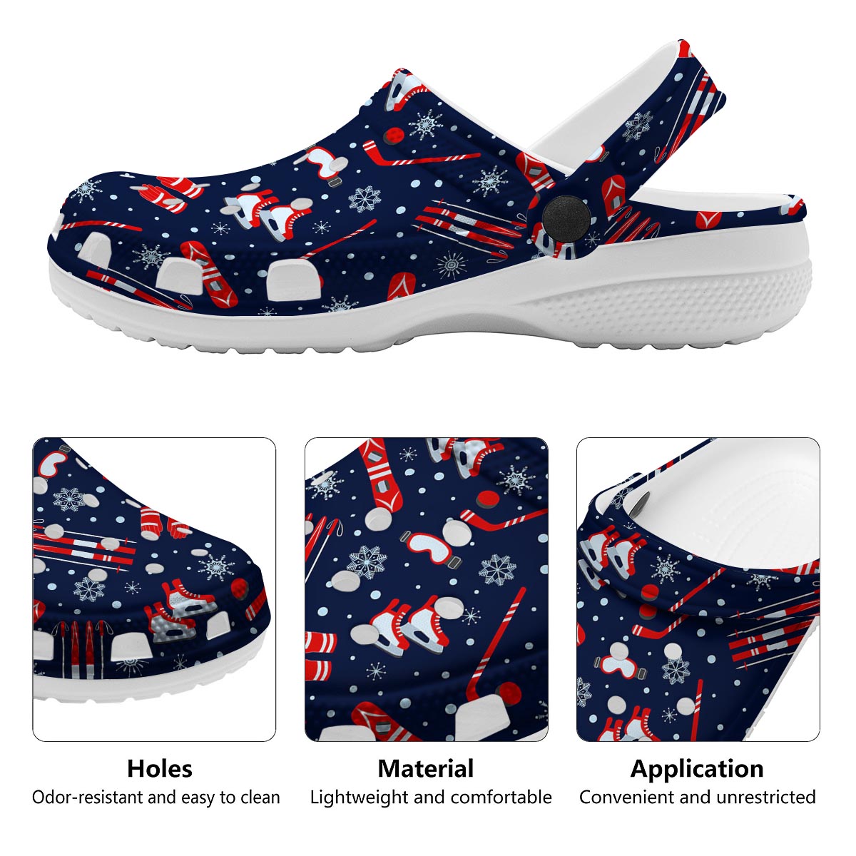 Skiing Equipment Print Pattern Clog-grizzshop