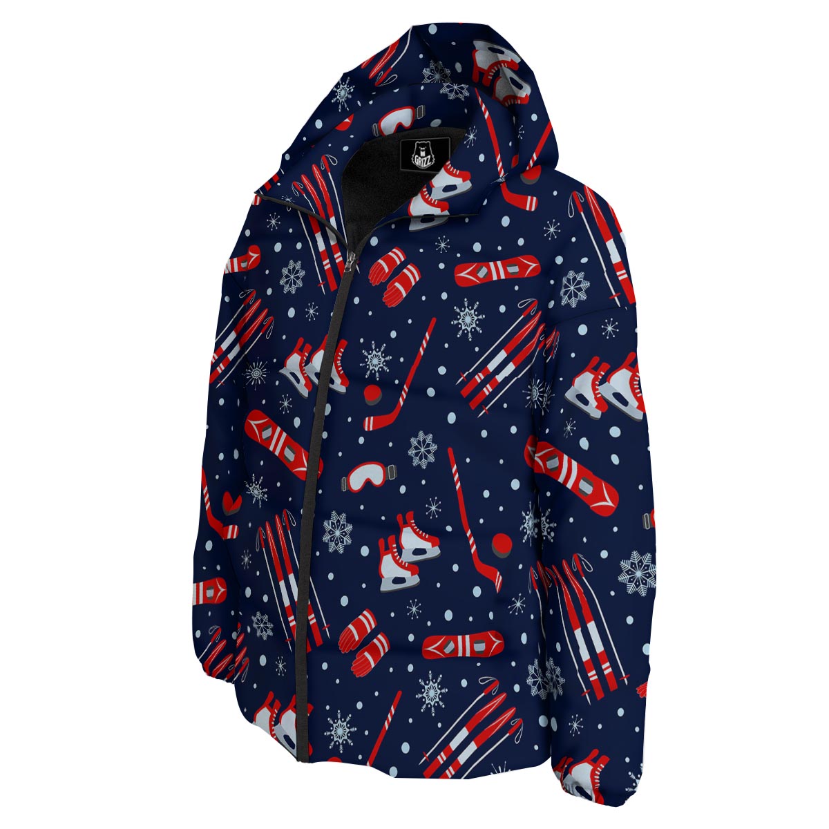 Skiing Equipment Print Pattern Down Jacket-grizzshop