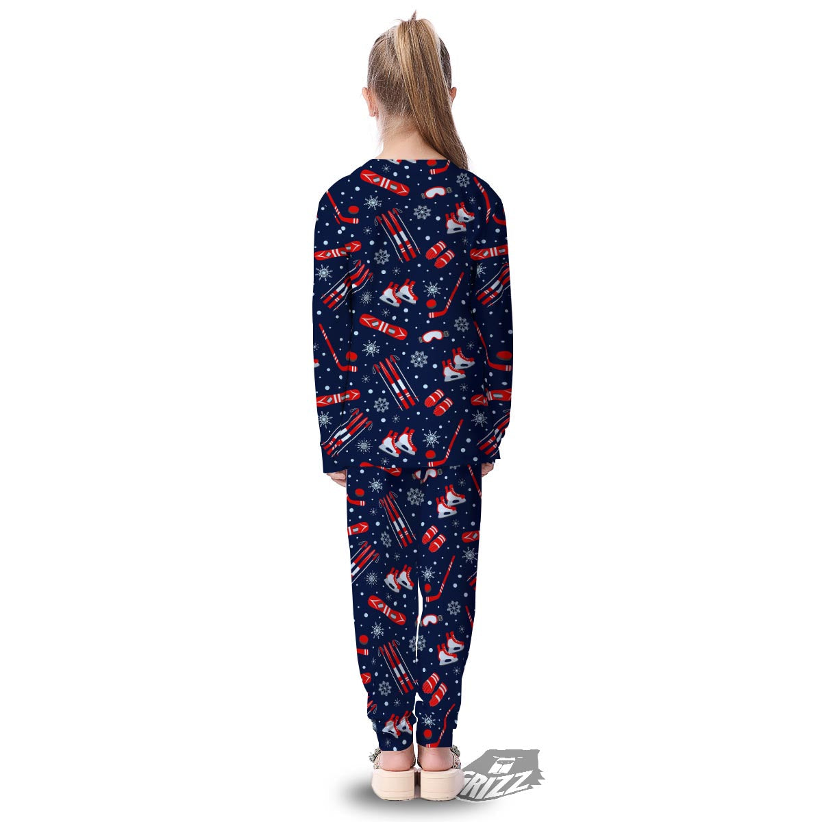 Skiing Equipment Print Pattern Kid's Pajamas-grizzshop