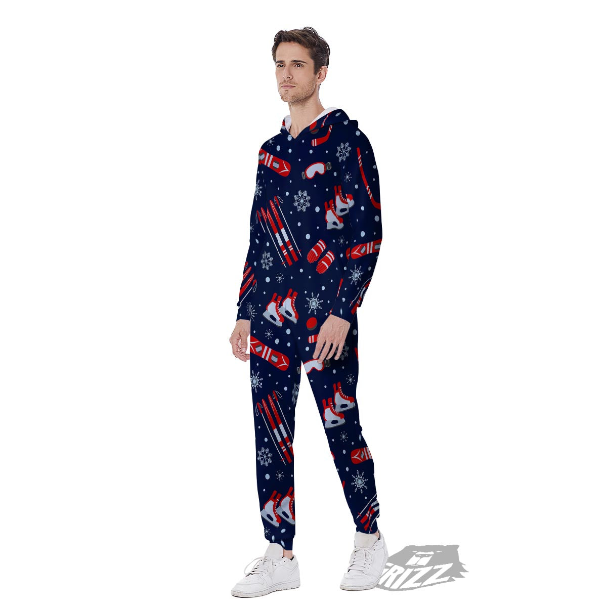 Skiing Equipment Print Pattern Men's Jumpsuit-grizzshop