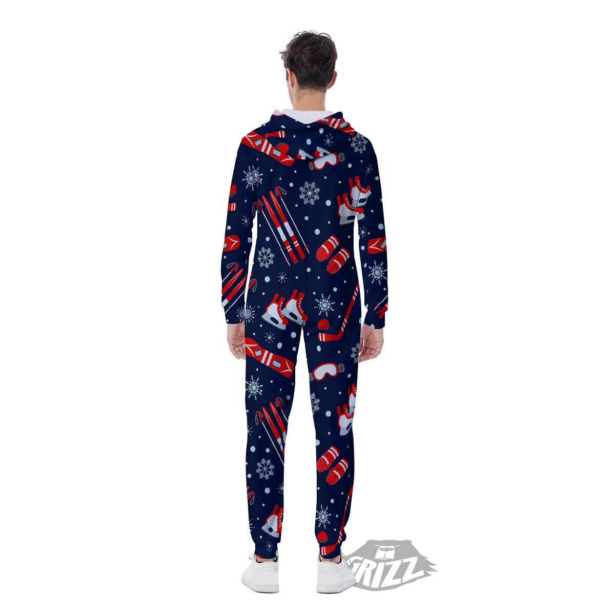 Skiing Equipment Print Pattern Men's Jumpsuit-grizzshop