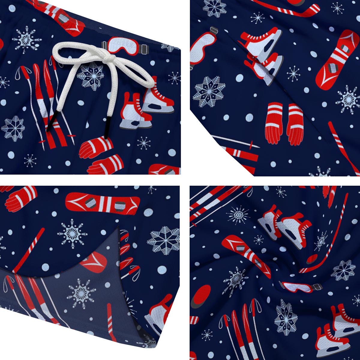 Skiing Equipment Print Pattern Men's Running Shorts-grizzshop