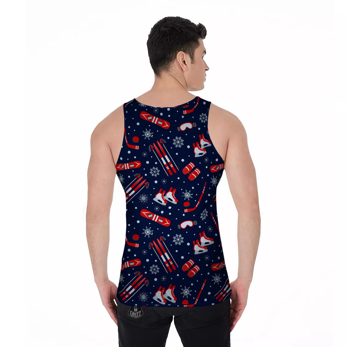 Skiing Equipment Print Pattern Men's Tank Top-grizzshop